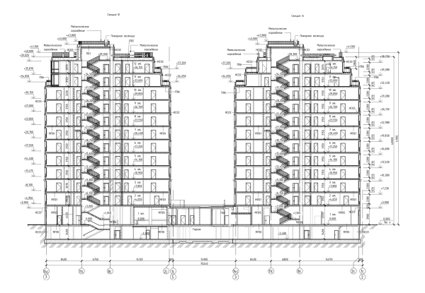 Section view. Alter housing complex Copyright:  A-Architects
