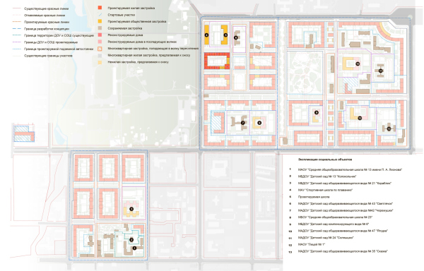 Scheme of wave relocation of population (the completion of construction). The development of architectural and town planning concept of developing the Yuzhno-Sakhalinsk area. Copyright:  UNK project