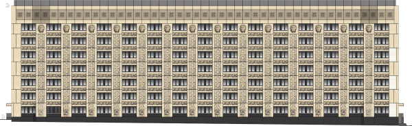 The city clinic #23 named after Ippolit Davydovsky. Reconstruction of Building 4. The facade along the Zemlyansky Lane Copyright: Project  SPEECH