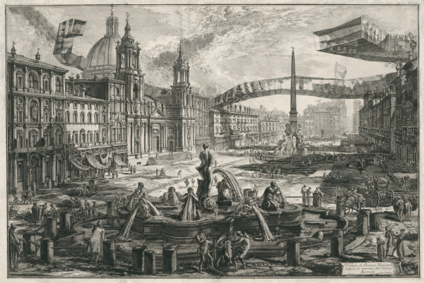 The Imprint of the Future. Architectural fantasy inspired by Piranesi etching “Veduta della Piazza Navona sopra le rovine del Circo Agonale” Copyright: The etching was made by Ioann Zelenin by Sergey Tchoban′s drawing