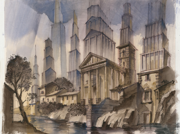 The Imprint of the Future. Architectural fantasy inspired by Piranesi etching “Veduta del Tempio di Ercole nella Citt di Cora” Copyright:  Sergey Tchoban