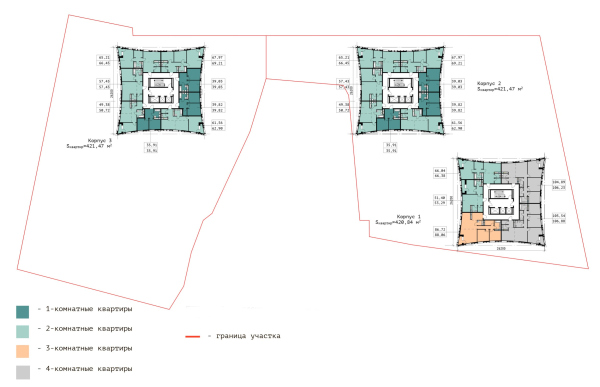 Plan of the 18th floor. “In the Heart of Pushkino” housing complex Copyright:  KPLN