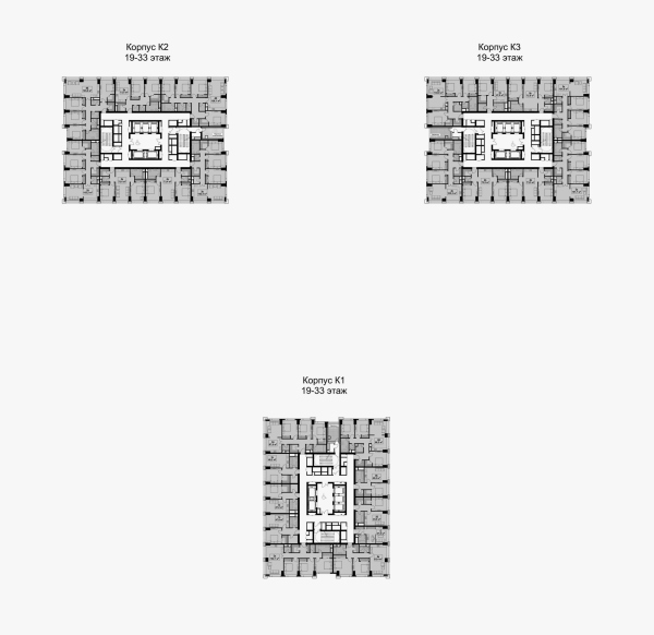 Buildings 1-3. A standard floor