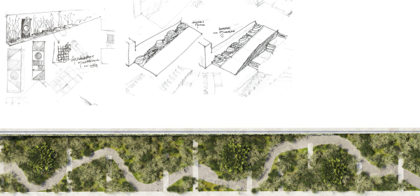 Plaza. A landscape slide. The yards. The improvement of the territory of the NOW housing complex Copyright: © GAFA Architects