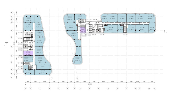 The Beetle office center. Phase 3. Plan of the 5th floor at +15,000 elevation Copyright:  KPLN