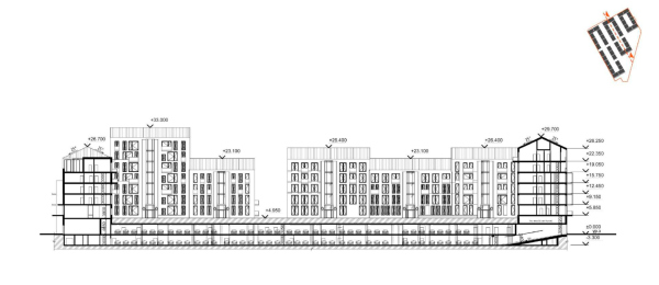 “Krasin” housing complex. Section View 2-2 Copyright:  Studio 44