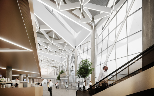 The interior. The project of the new terminal of the Muraviev-Amursky airport in Blagoveshchensk Copyright: © ASADOV Architects