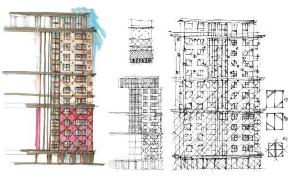“Schastye na Lomonosovskom” housing complex. A sketch by Alexander Balabin Copyright: provided by Severin Project