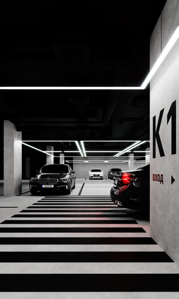 the interior of the parking garage. MOD housing complex. The project Copyright:  Kleinewelt Architekten