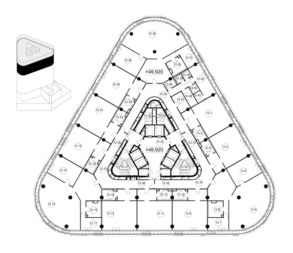 Plan of the standard floor. Zemelny Business Center Copyright: © UNK