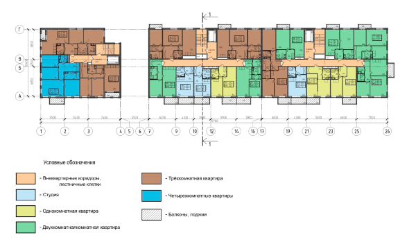 iLona housing complex. Plan of the standard floor Copyright:  Anatoly Stolyarchuk Architectural Studio