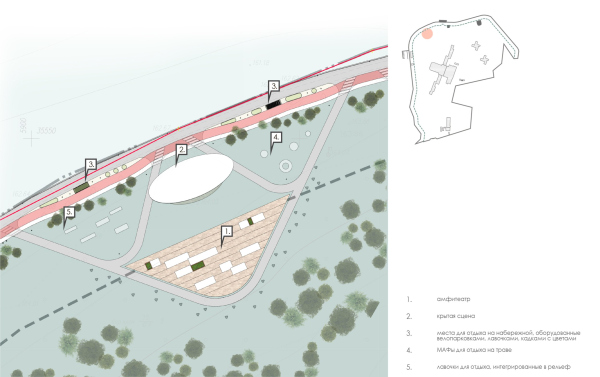 Recostruction of Klyazma health resort. The landscaping of the amphitheater area Copyright:  KPLN