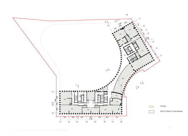 Архитектурная концепция многофункционального жилого комплекса. План 3 этажа © Т+Т Architects