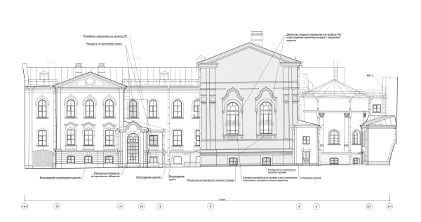 Restoration and modernization of the Mayakovsky Public Library. The yard facade Copyright:  Studio 44