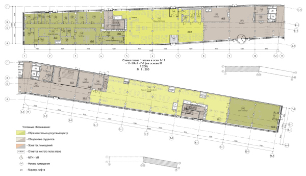 План 1 этажа 4 корпуса. Здания общежитий МГТУ имени Н.Э. Баумана © ТПО «Прайд»