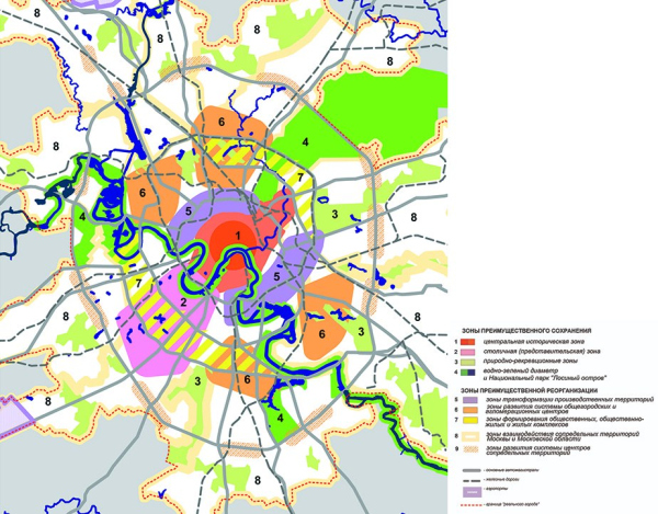 Зоны преимущественного сохранения. Генеральный план города Москвы до 2025 года © Институт Генплана Москвы