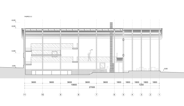 Cross-section view (original version). Gastev Museum Copyright:  Lyzlov Architectural Studio