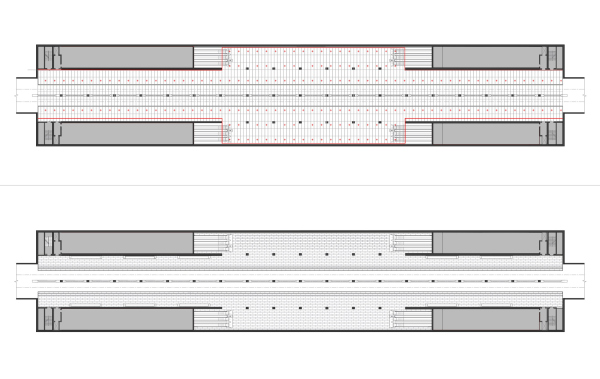 Plans of the platform. “Zagorye” metro station. The competition project 2022 Copyright:  UNK
