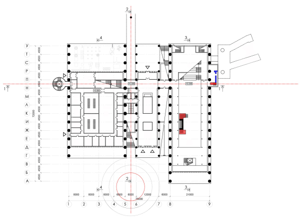 Plan of the 1st floor. The museum complex “Center of Industrial Progress”, Vyksa, project, 2022 Copyright: © Studio 44