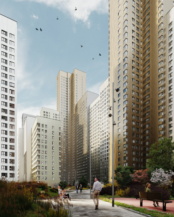 Sky Garden housing complex. The yard and the yard facade Copyright: Ginzburg Architects