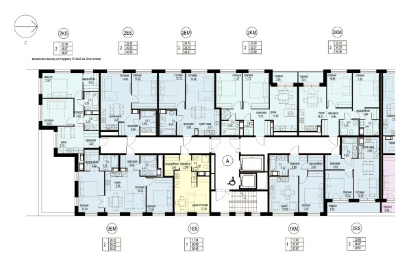 The Mitrofanyevskaya housing complex. Plan of the 8th floor Copyright:  Liphart Architects