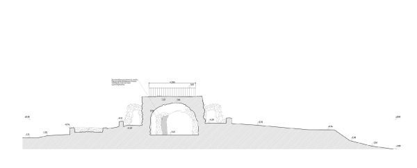 Грот XIX века в саду Баумана. Разрез 2-2 © Архитектурное бюро «Народный архитектор»