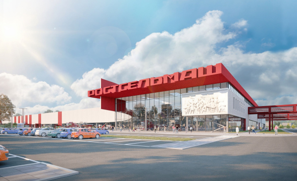 Reconstruction of the Rostselmash plant. Variant 1  view of the showroom Copyright:  ASADOV Architects