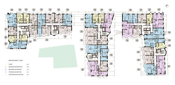 The housing complex on Kalinina Street. Plan of the 3 floor Copyright:  Liphart Architects