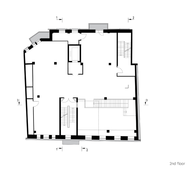 Plan ogf the 2 floor. RuArts Foundation. Trubnikovsky Lane, 6 Copyright:  ATRIUM