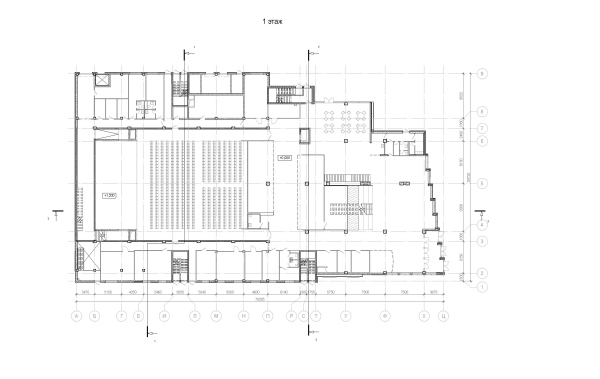 Reconstruction of the regional youth center “Polyot” in Oryol  plan of the 1st floor Copyright:  Mezonproject