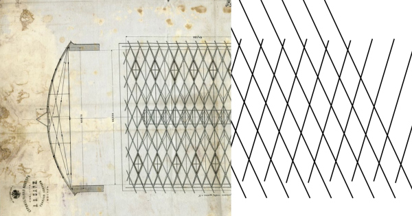 Comparison of the drawing of the Shukhov structure and the grid of the city Copyright:  Ostozhenka Architects