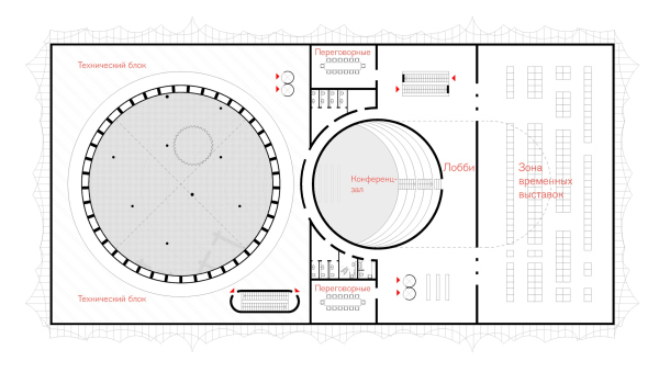 The Russian Pavilion at EXPO 2025 in Osaka. Creating a future society for our lives. Plan of the 2 floor