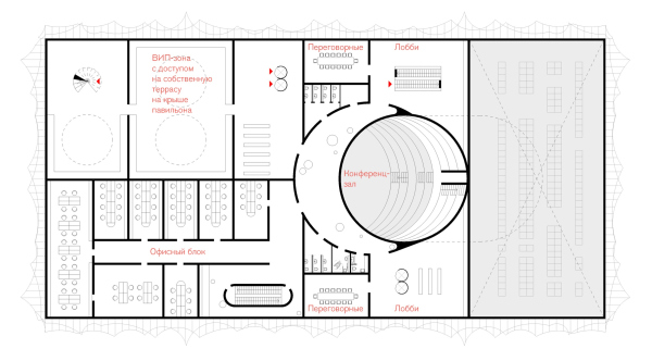 The Russian Pavilion at EXPO 2025 in Osaka. Creating a future society for our lives. Plan of the 3 floor Copyright:  Treivas