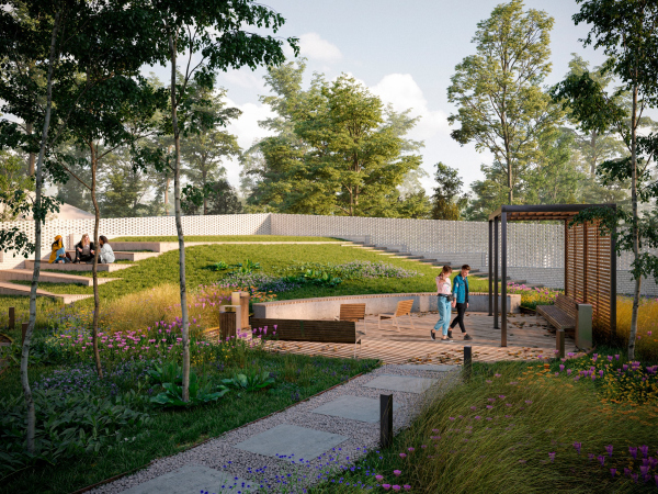 Residential Complex on Odesskaya Street in Nizhny Novgorod. The landscaping Copyright:  Ostozhenka Architects