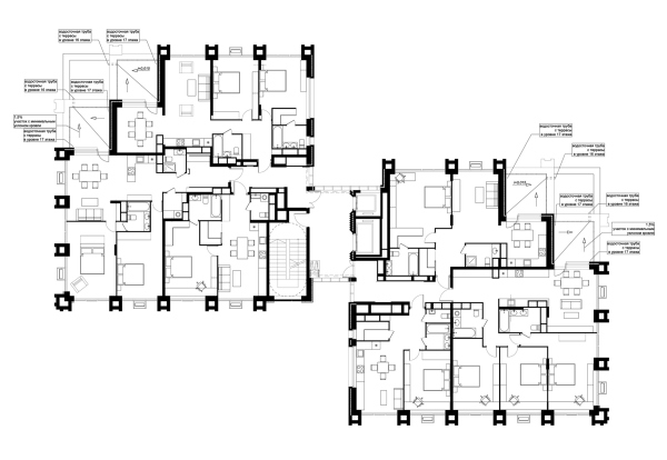 Plan of the 16 floor. Residential Complex on Odesskaya Street in Nizhny Novgorod Copyright:  Ostozhenka Architects