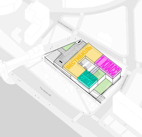 Moscow Gymnasium #1. Functional layout of the 2nd floor Copyright:  Sergey Skuratov ARCHITECTS