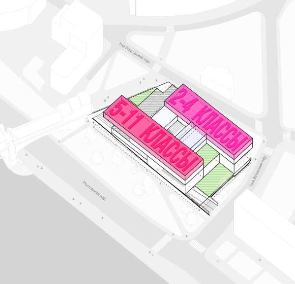 Moscow Gymnasium #1. Functional layout of the 3rd floor Copyright:  Sergey Skuratov ARCHITECTS