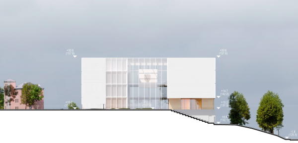 Moscow Gymnasium #1. Diagram of the north facade Copyright:  Sergey Skuratov ARCHITECTS