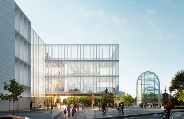 City Square from the side of Bogdan Khmelnitsky Bridge. View from 7 Gostovsky Lane. Moscow Gymnasium #1 Copyright:  Sergey Skuratov ARCHITECTS