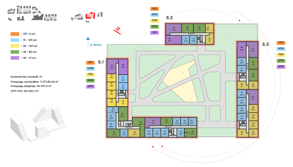 Architectural concept for the comprehensive development of the Grebnoy Canal embankment in Nizhny Novgorod. Layout plan. Cluster 5. 2nd floor Copyright:  GORA Architects