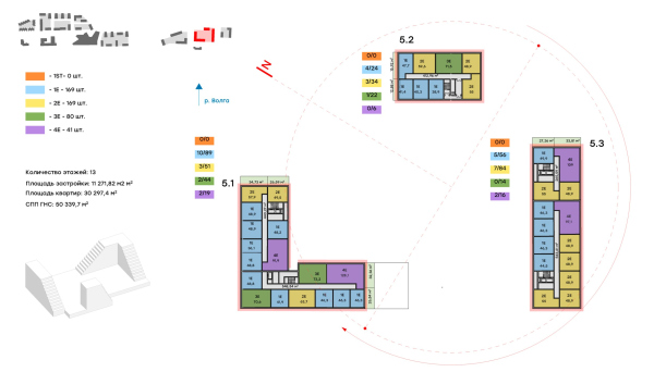 Architectural concept for the comprehensive development of the Grebnoy Canal embankment in Nizhny Novgorod. Layout plan. Cluster 5. 8th floor Copyright:  GORA Architects