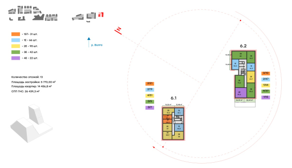 Architectural concept for the comprehensive development of the Grebnoy Canal embankment in Nizhny Novgorod. Layout plan. Cluster 6. 11th floor Copyright:  GORA Architects