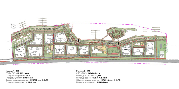 Architectural concept for the comprehensive development of the Rowing Channel waterfront in Nizhny Novgorod. Master plan Copyright:  ASADOV Architects