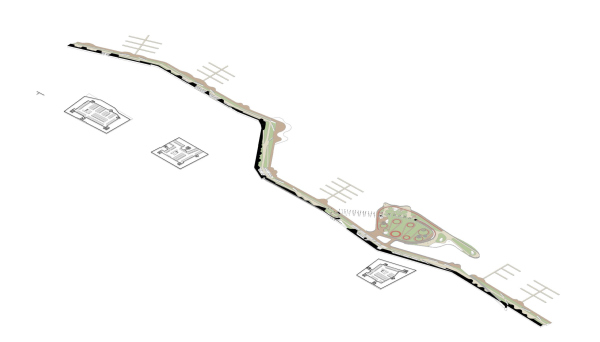 Architectural concept for the comprehensive development of the Rowing Channel waterfront in Nizhny Novgorod. Section on the underground floor Copyright:  ASADOV Architects