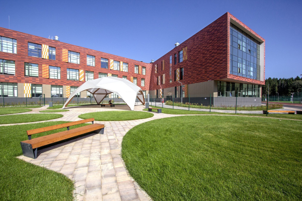 Landscaped school grounds Copyright: Photograph  Andrey Asadov / provided by ASADOV Architects