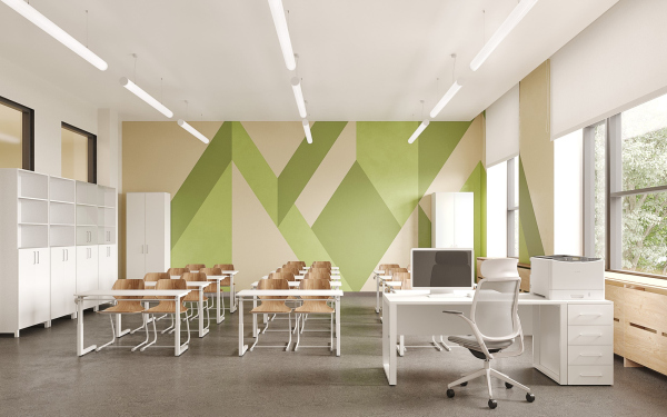 Interior of a senior high school class. 3D render Copyright:  ASADOV Architects