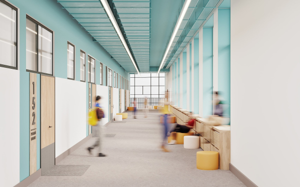 Interior of the corridor in the academic block Copyright:  ASADOV Architects