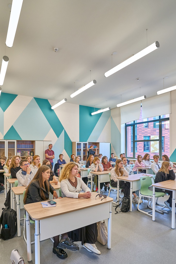 The interior of the science class. Senior High Copyright: Photograph  Andrey Asadov / provided by ASADOV Architects