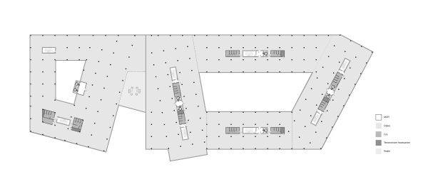 The office building in Yekaterinburg. Plan of the 2nd  3rd floor Copyright:  CNTR Architects