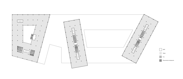 The office building in Yekaterinburg. Plan of the 4th floor Copyright:  CNTR Architects